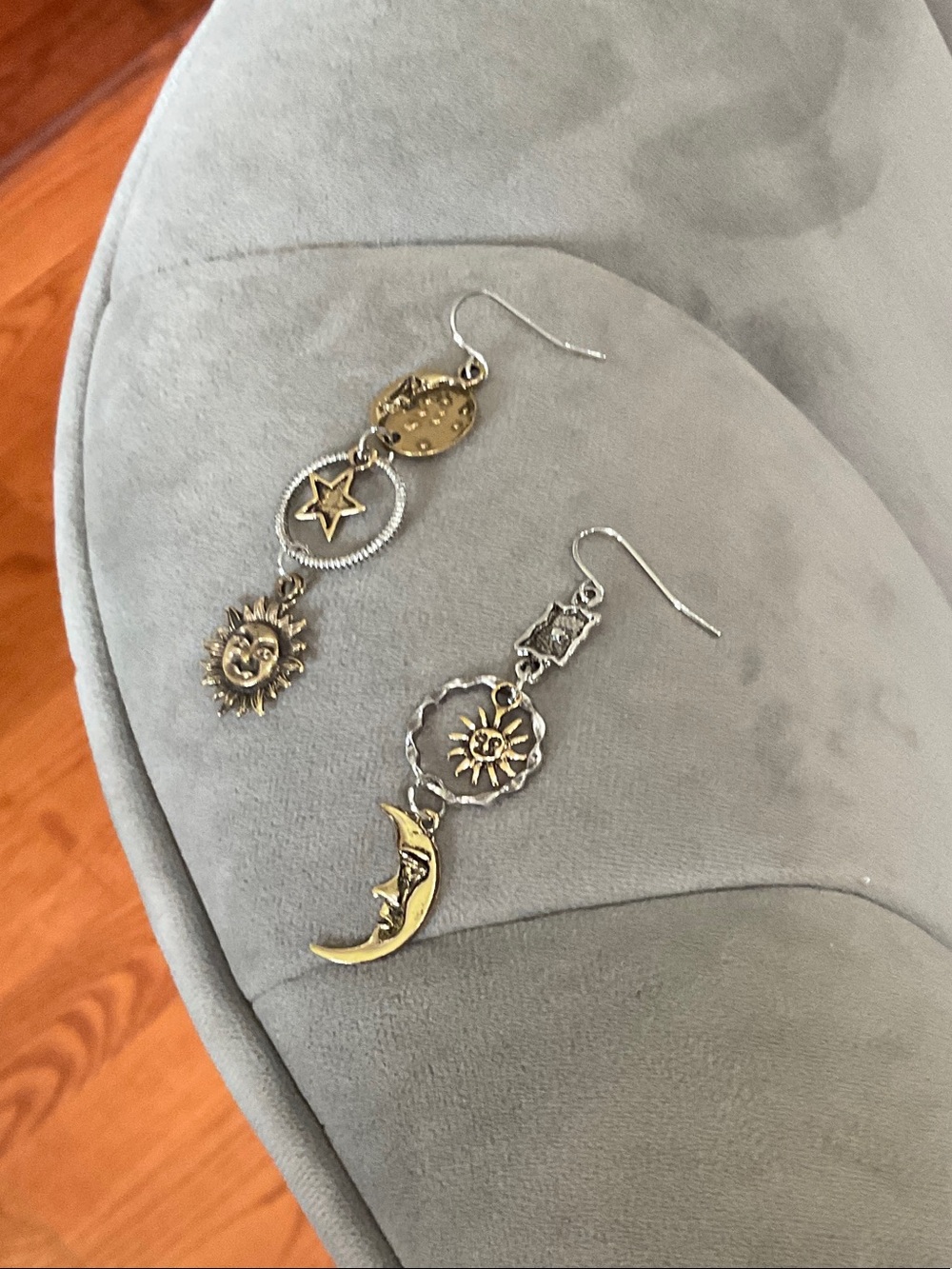 Celestial Sun & Moon Dangle Earrings - Gold and Silver